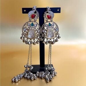 Silver and Red Statement Earrings